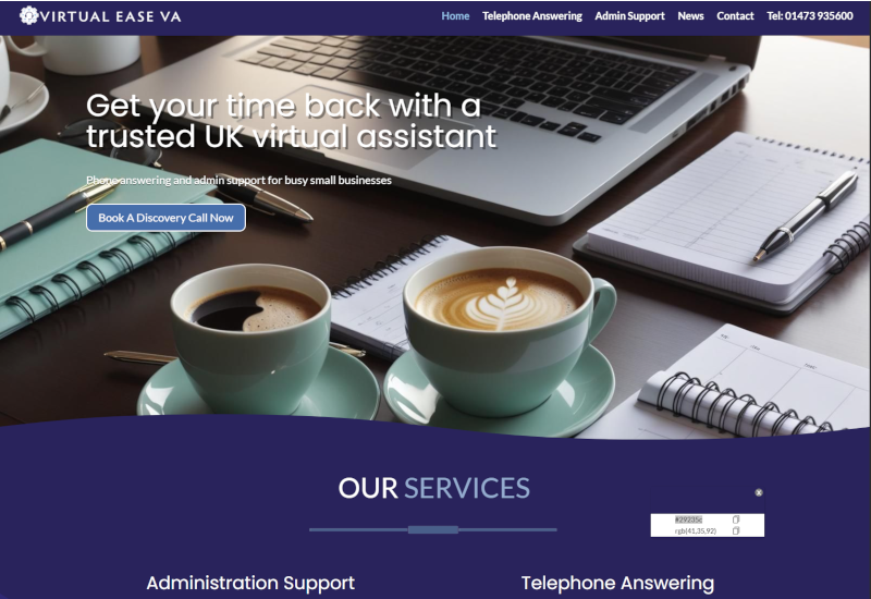 virtual Ease VA Website, Virtual Assistant Website